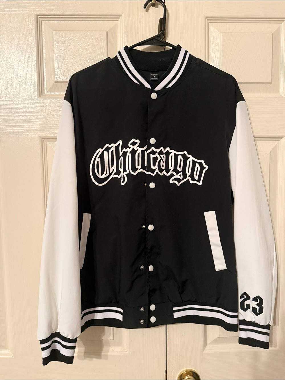 Chicago Black and White Varsity Bomber Jacket